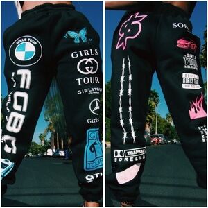 Sorella Girls Tour Graphic Jogger Sweatpants Black Logo Streetwear Sweatpants L